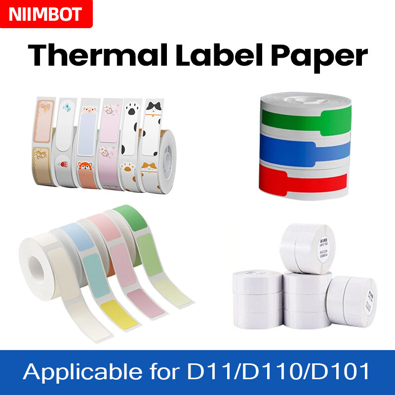 Niimbot 열선 자체 접착 방수 스티커, D11/D에 적합한 미니 휴대용 프린터, 화이트, 케이블, 컬러, 만화 스티커