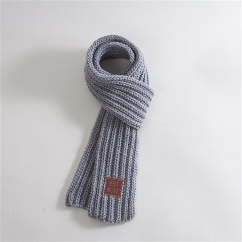 Детский Теплый шерстяной шарф, мягкий однотонный теплый вязаный шарф для мальчиков и девочек на зиму, 2023