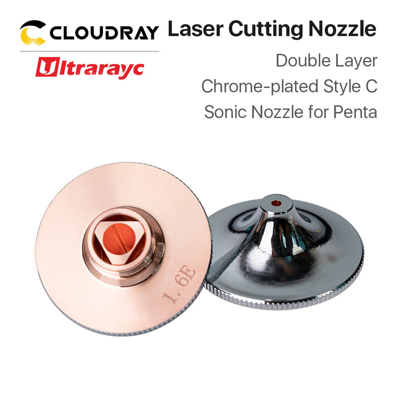 Ultrarayc 크롬 도금 이중 레이어 레이저 노즐, 펜타 소닉 절단 금속용 D28 구경 1.2mm-1.6mm