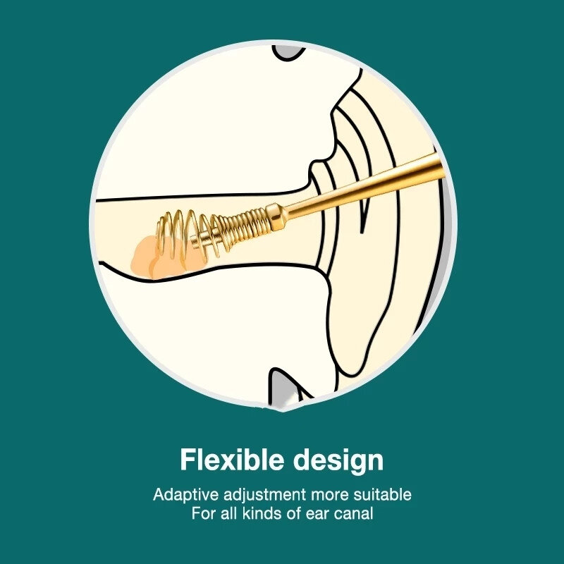 Rimozione del cerume 360 ° massaggio a spirale orecchio Pick Ear Canal Cleaner Design flessibile in acciaio inossidabile strumenti per la cura dell'orecchio trucco