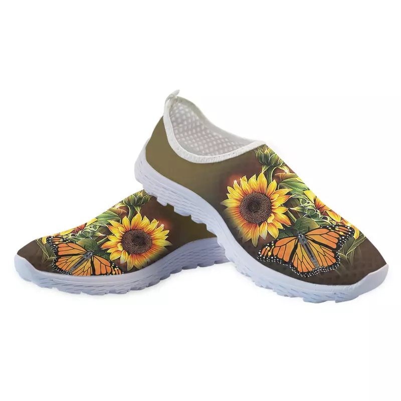 Fashion Sunflower Butterfly Loafers Summer Lightweight Breathable Outdoor Walking Shoes Casual Sneakers Zapatos
