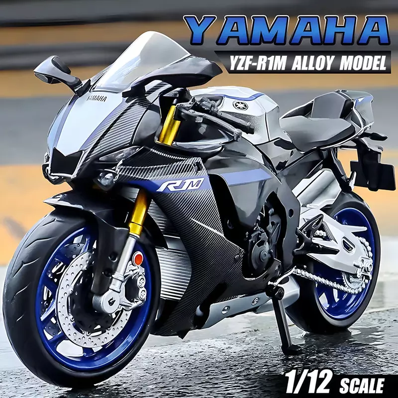 ヤマハyzf-r1mモーターサイクルモデルトイ、合金ダイキャストモデル、シミュレーションモデル、エンジンサイクルコレクション、装飾、男の子用ギフト、スケール1:12