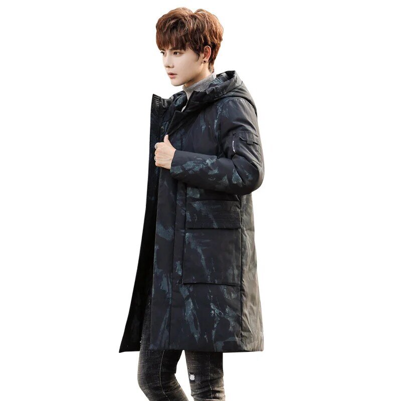 Long Youth 90% White Duck Down Leisure Warm Thickened Mens Jacket Winter Hooded Coat Clothes