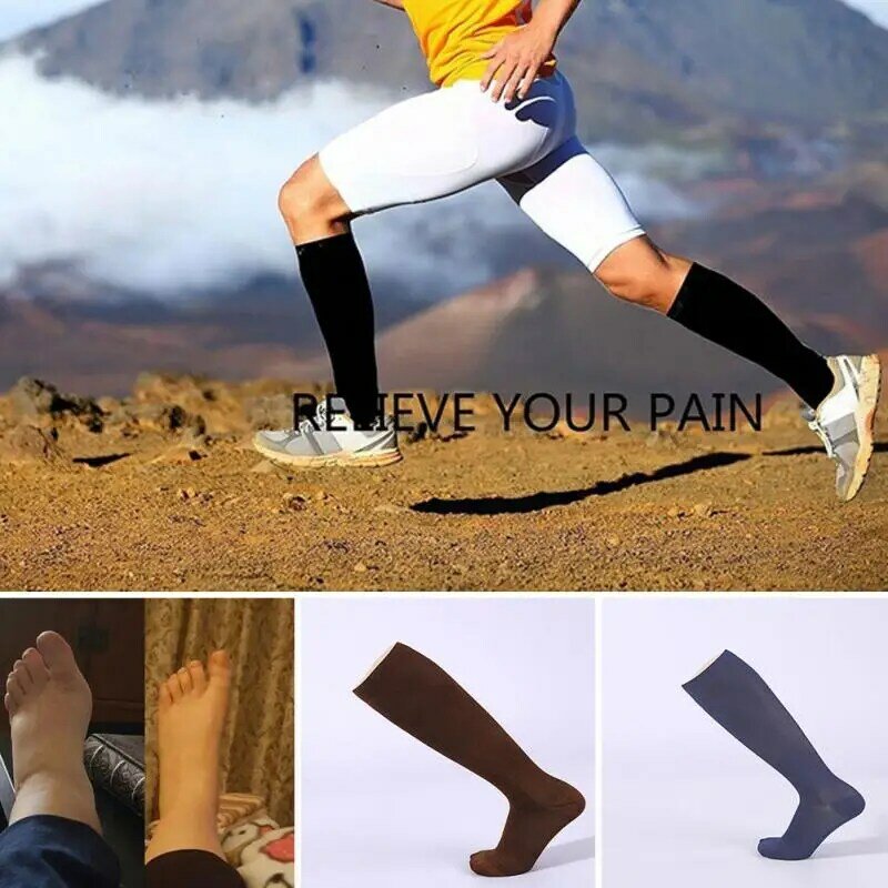 Neue Unisex Socken Kompression Strümpfe Druck Krampfadern Strumpf Knie Hohe Bein Unterstützung Stretch Druck Durchblutung Kühlen