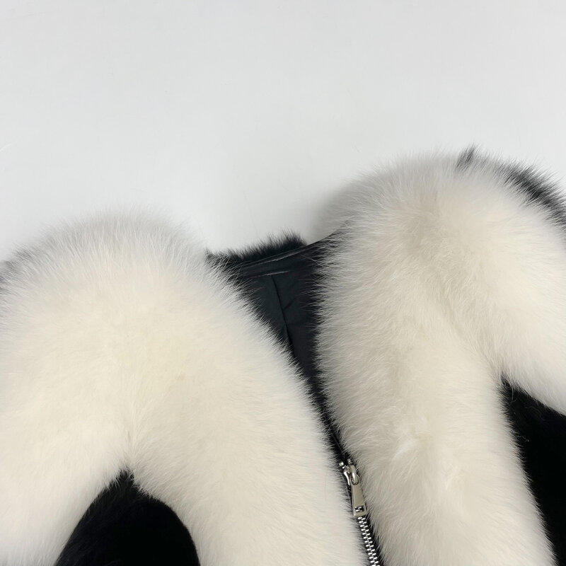 Casaco de pele de raposa real feminino, jaqueta curta fofa, casaco grande, alta qualidade, outono e inverno, 2023
