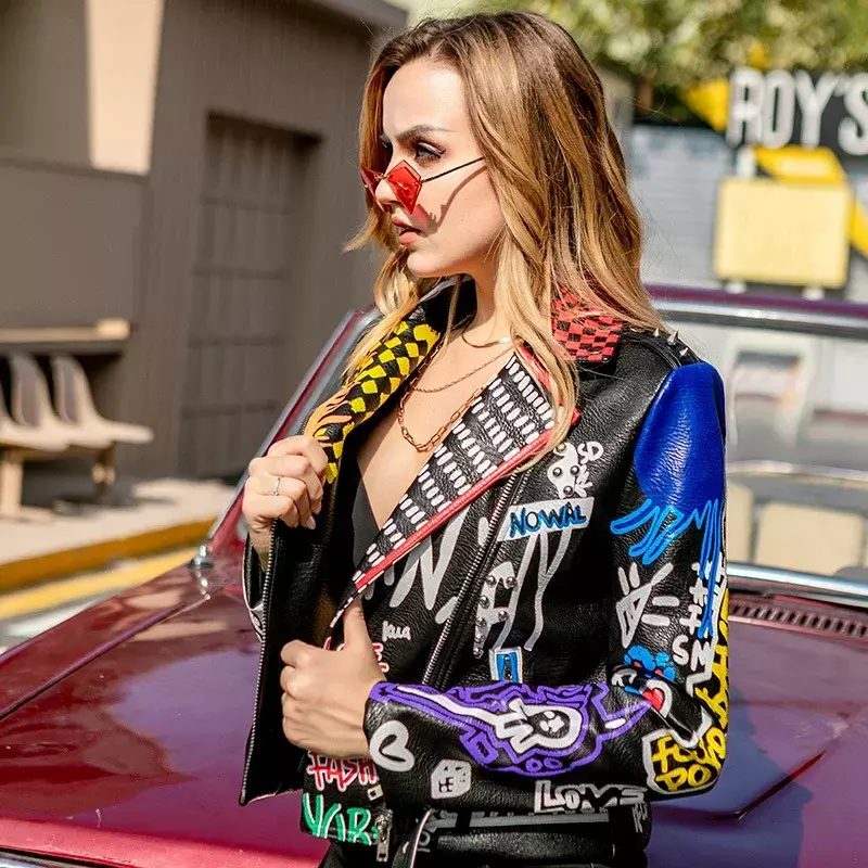 Męskie i damskie kurtki skórzane 2023 stylowe styl motocyklowy nabijane Punk Rock Cool odzież uliczna kurtki motocyklowe