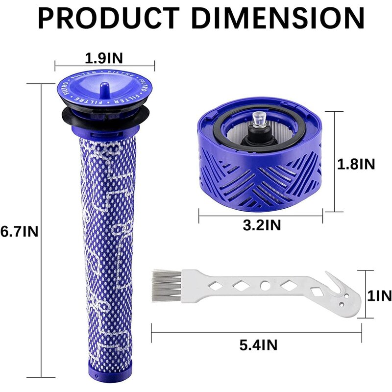 Replaces Filter for Dyson V6,Accessories Washable Pre-Filter and Washable HEPA Post-Filter,Replace Parts DY-966912-03