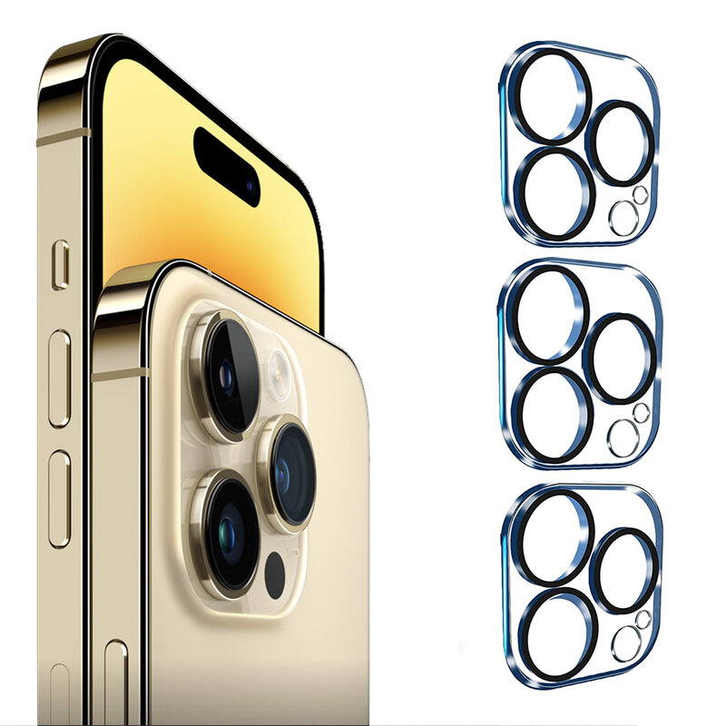 Protecteur d'objectif incurvé 3D, coque arrière d'appareil photo, verre de protection, 11, 12, 13 Pro Max, iPhone 14, 15 Plus, 3 pièces
