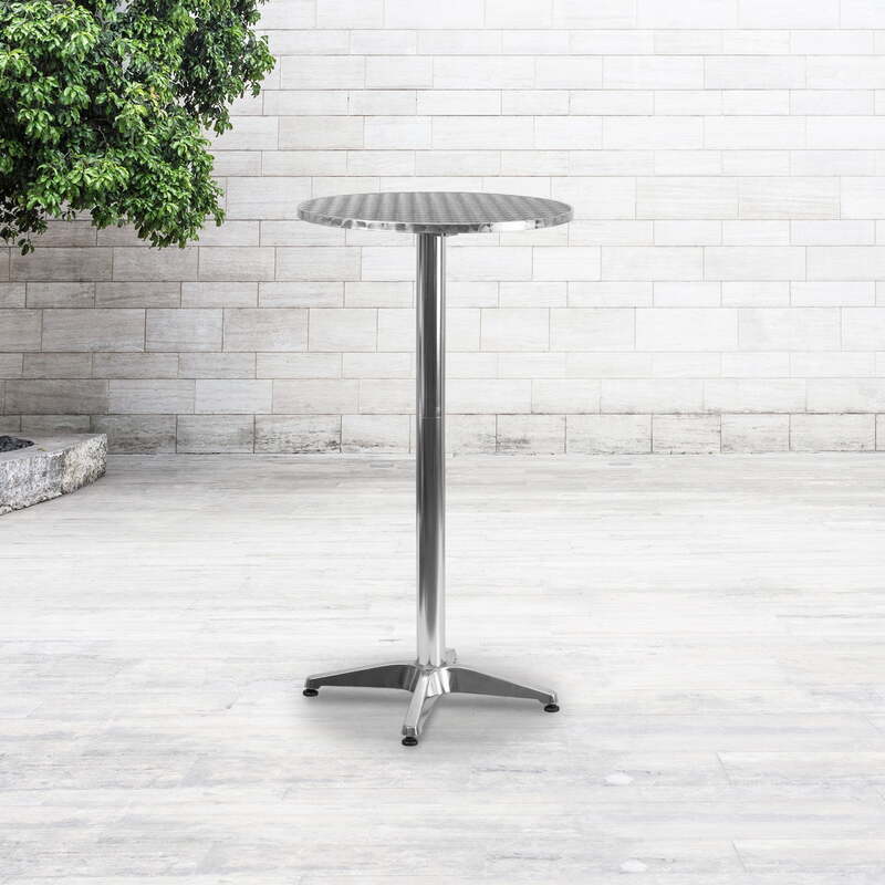 Table rabattable ronde en aluminium pour intérieur et extérieur, table recommandée pour pub et bar, 23.25 po
