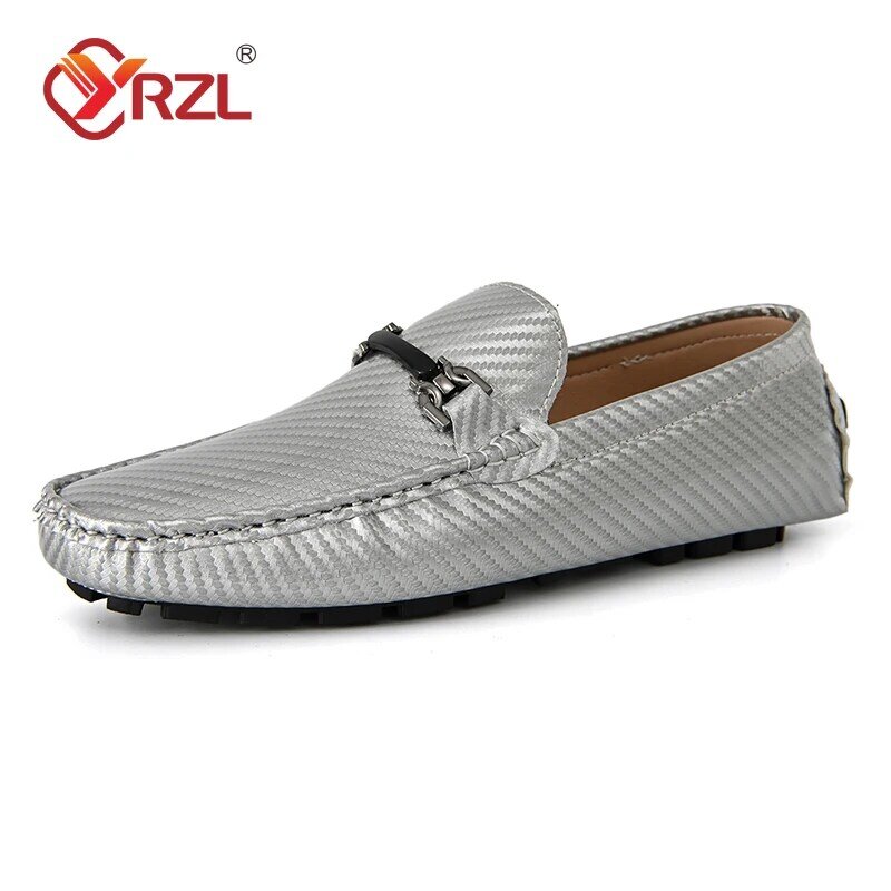 YRZL Fashion Loafers Mens Handmade Casual Slip on Shoes PU Leather Men Loafers Outdoor Comfortable Breathable Mens Driving Shoes