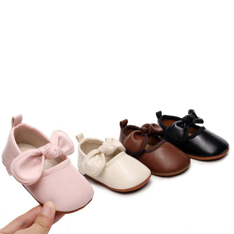 حذاء بناتي مصنوع من الجلد الصناعي بتصميم فيونكة ماري جين حذاء فستان الأميرة للأطفال حذاء بنعل مطاطي غير قابل للانزلاق مقاس 0-18 متر 2023-08-30