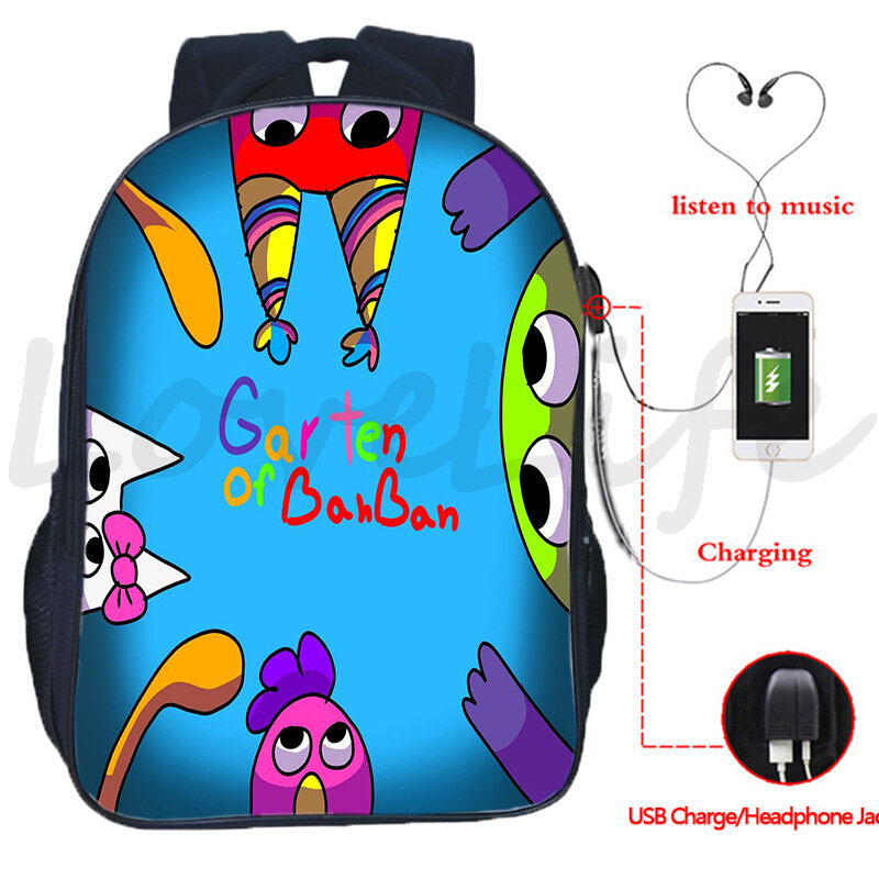 Garten Of Banban Classe Jogo Mochila para Estudantes Meninos Meninas Mochila Dos Desenhos Animados Adolescente USB Charge School Bags Laptop Bag Mochila
