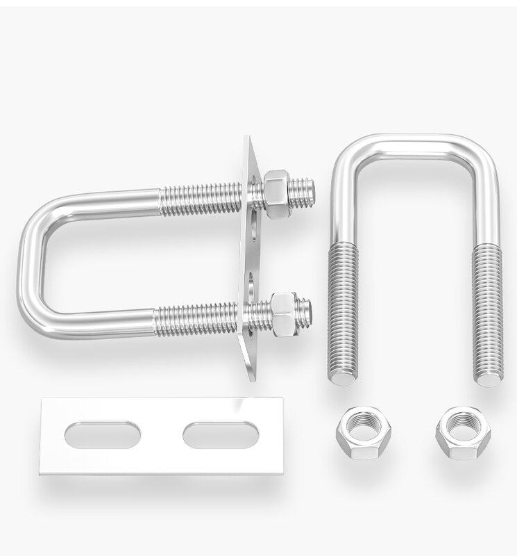 304 Stainless Steel M6810 Squa Bolt U-screw Square Clamp Square Pipe Clamp Right Angle Bolt With Baffle  Square Clamp Hw20-200mm