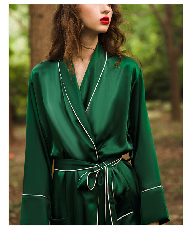 Birdtree-Camisón elegante de seda de morera para mujer, bata larga transpirable de lujo, sólida, cómoda, de 19MM, para primavera y verano, P41485QD, 100%