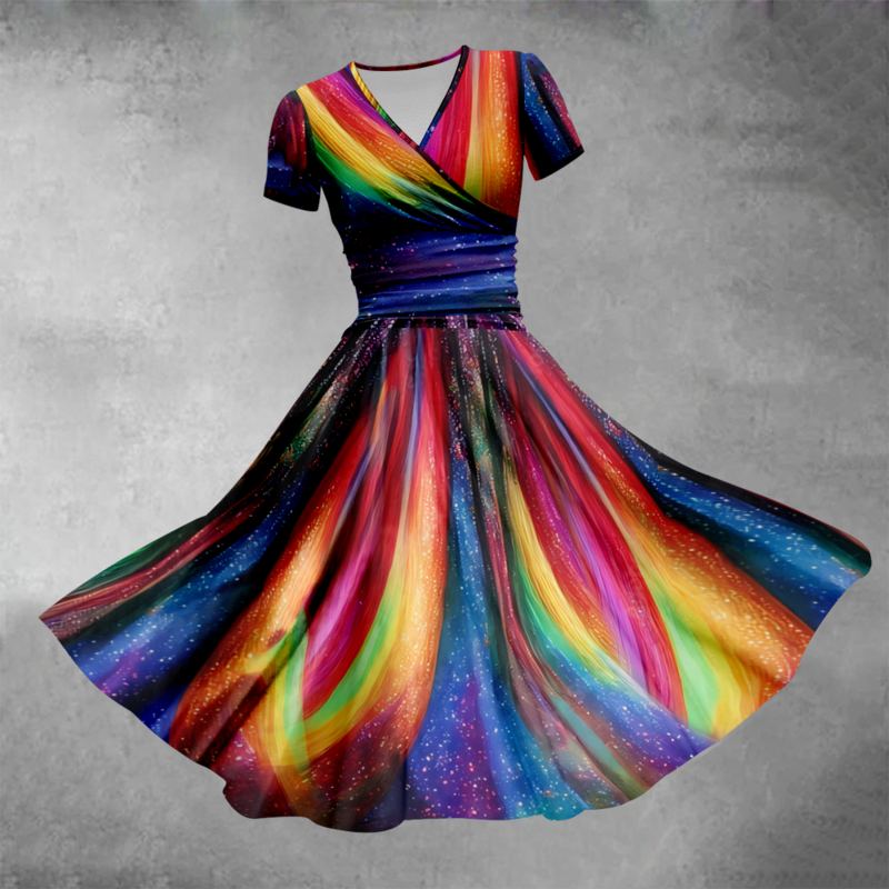 Sommerkleid 2024 Tie-Dye buntes Kleid Luxus stilvolle Abendkleider Mode Frauen Party Girl Overs ize Vestido elegante Roben