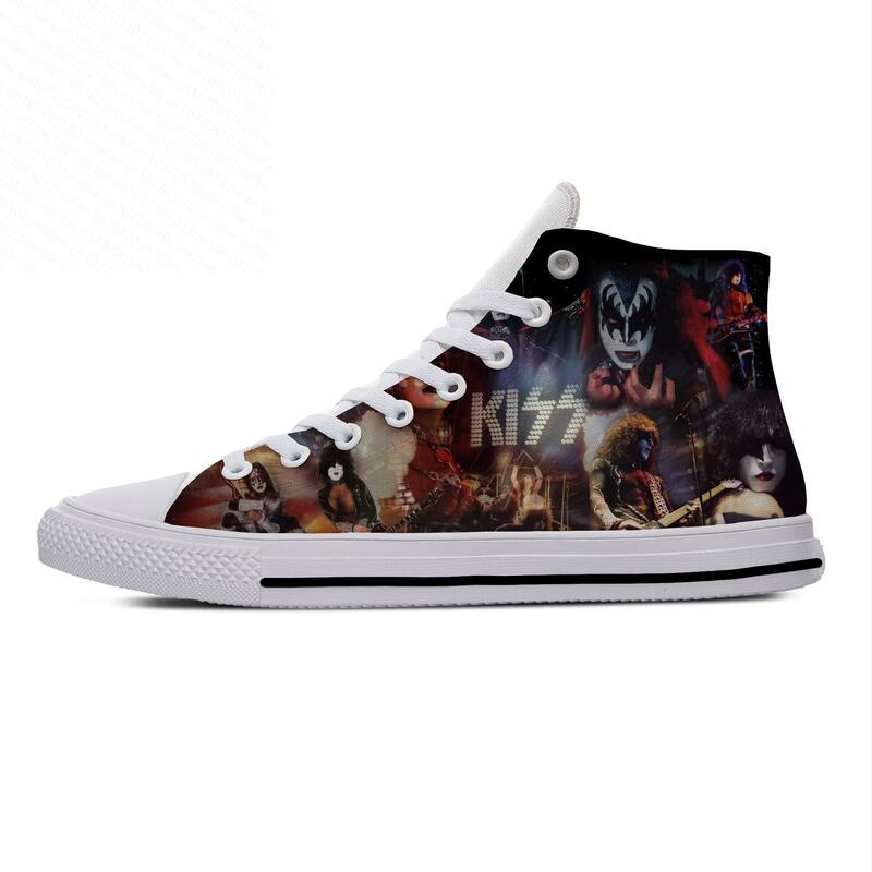 Rock Band Heavy Metal Kiss Cool Classic Fashion Casual Cloth Shoes High Top Lightweight Breathable 3D Print Men women Sneakers