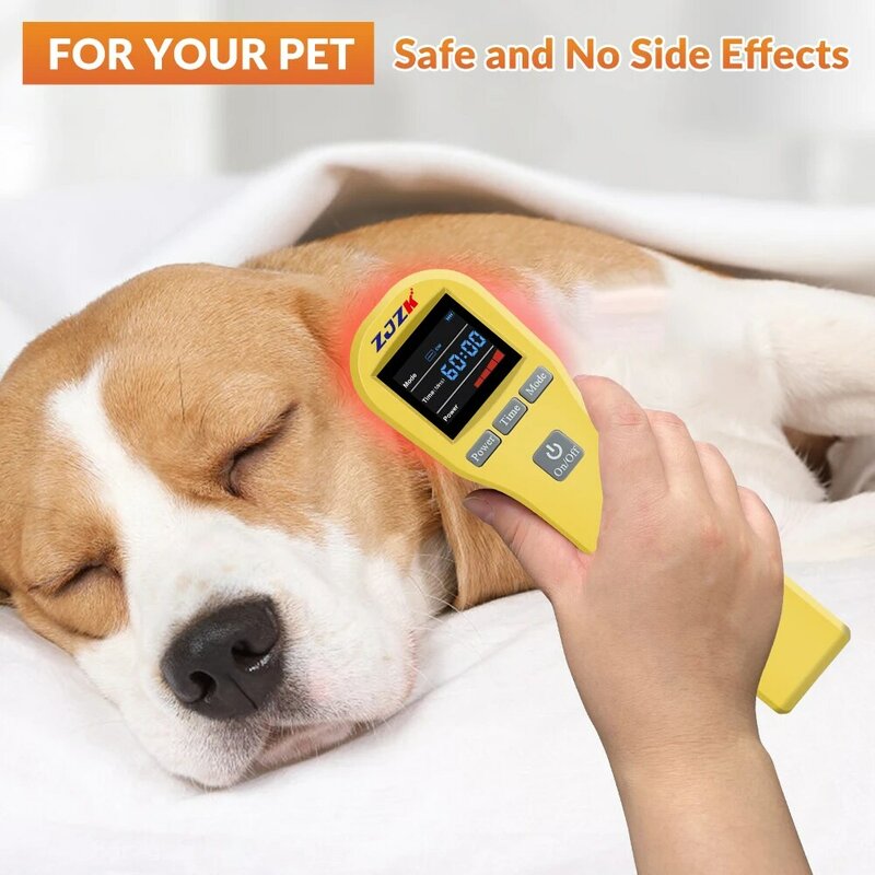 ZJZK Dispositivo de terapia láser fría para aliviar el dolor, heridas, heridas, curación, tratamiento de luz roja para mascotas, perros, gatos, uso doméstico, 808nm × 4