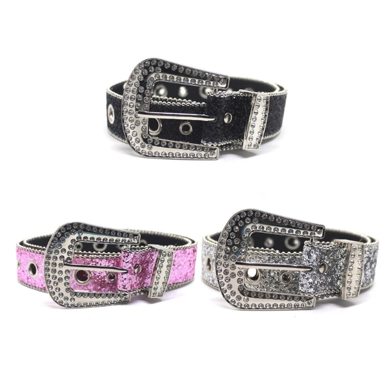 Adult Shinning Waist Belt Luxurious Pin Buckle Waist Belt Adjustable Length Y2K Waist Belt for Drop Shipping