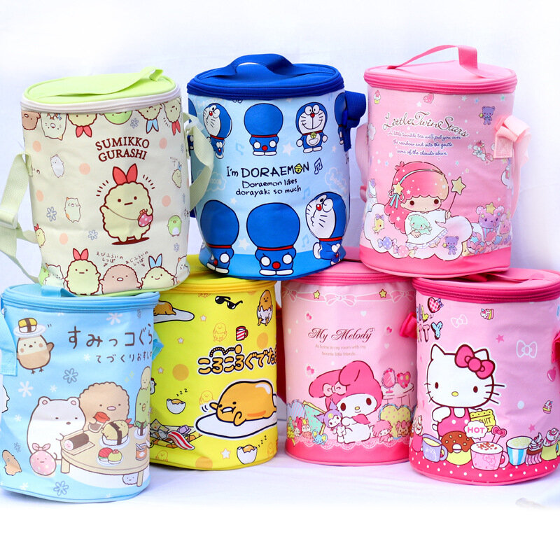 My Melody Lunch Bag Kuromi Kawaii Doraemon Cartoon Hellokitty Picnic Beach Bag Bento Bag Lunch Thermal Bag Kids Gift