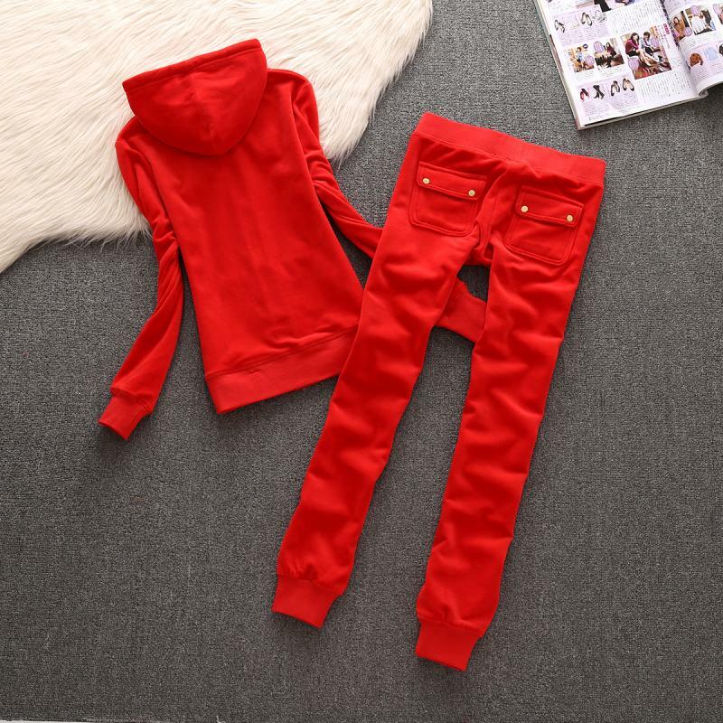 Y2K Brand Velvet Tracksuit Two Piece Women's Tracksuit Hoodies Set PencilPants and Top With Pocket Velour Tracksuit For Women