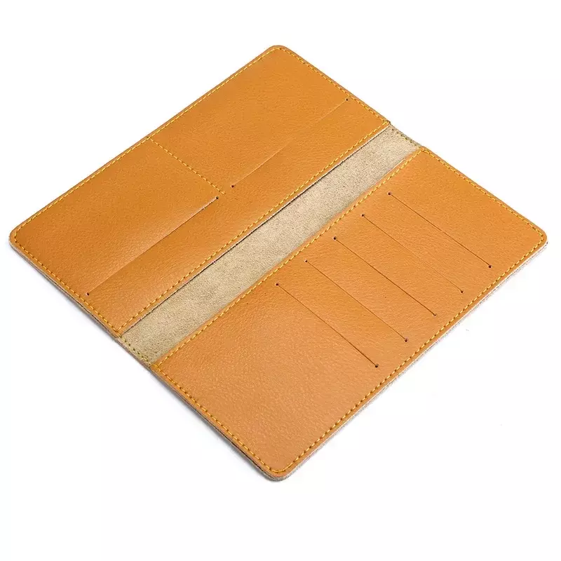 Длинный кошелек MJ01 из коровьей спилковой кожи для мужчин и женщин, тонкий бумажник для денег и кредитных карт