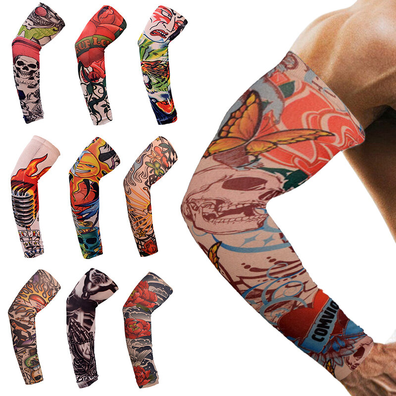 Tatuagem braço manga para homens, esportes ao ar livre, viagens, pesca, protetores solares, verão, 2024