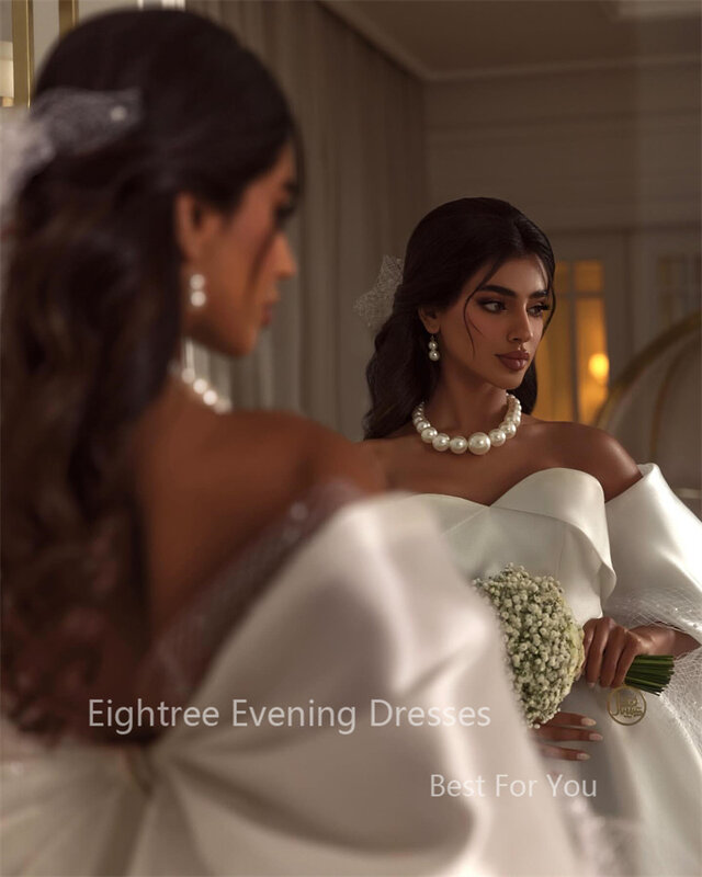 Achitree elegantes Elfenbein eine Linie Geburtstags feier Kleider arabischen Tüll großen Bogen Abendkleid für Braut Hochzeit Prinzessin Ballkleider