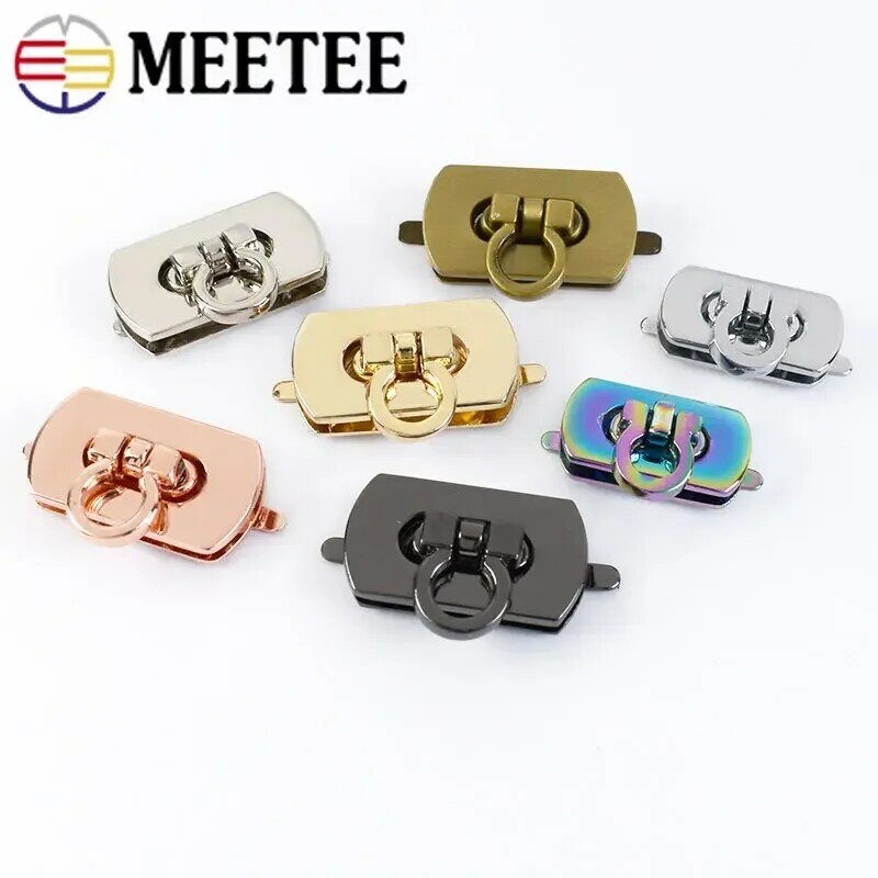 Meetee – serrure de sac en métal, 30x17mm, 2 ou 5 pièces, fermoir rotatif amovible pour artisanat du cuir, accessoire de quincaillerie