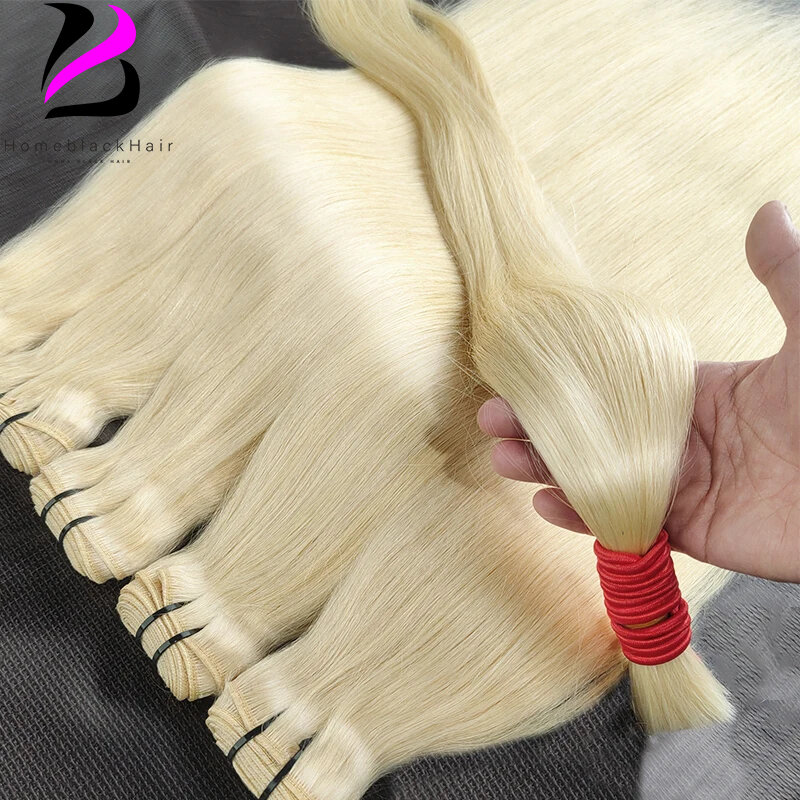 Mechones de cabello humano 613 liso de Vietnam, extensiones de cabello Remy sin procesar, color negro Natural, proveedor crudo, 100%
