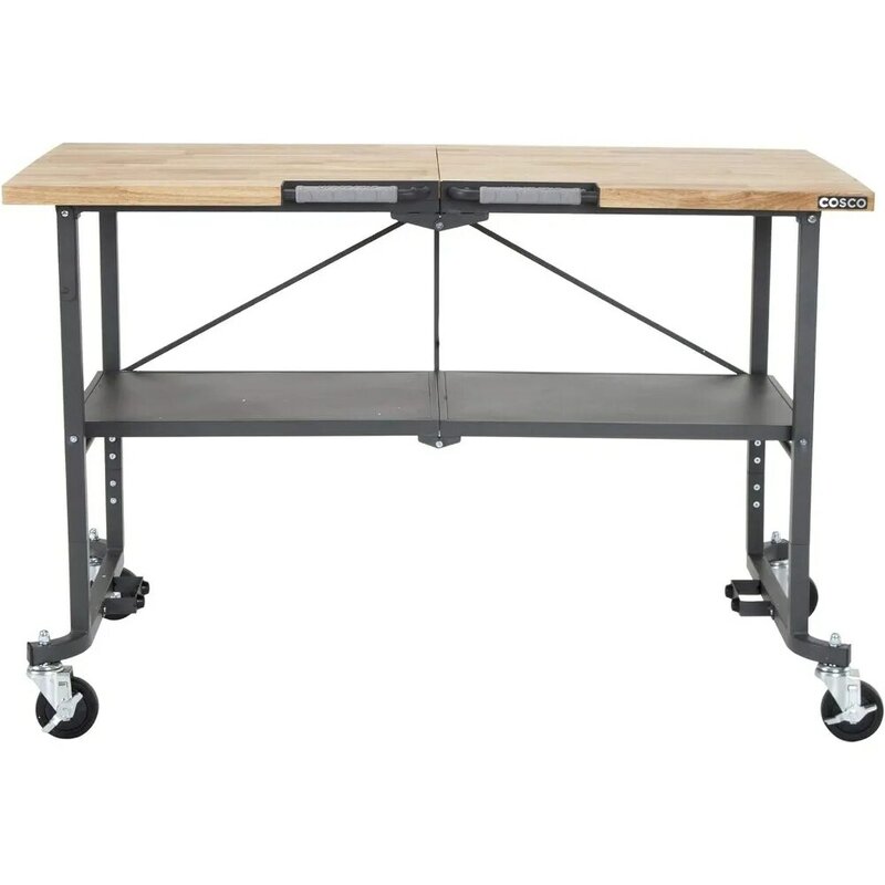 COSCO SmartFold Portable Workbench/Folding Utility Table (Gray Steel Frame)
