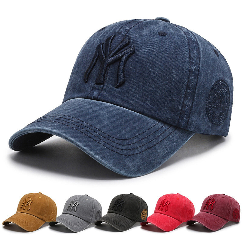 男性と女性のための綿の色あせた調節可能な野球帽,ユニセックスの野球帽,10代のスタイル