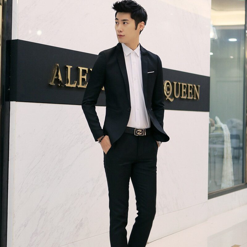 Setelan Blazer Pria 3 Buah 2 Set Celana Rompi Bisnis Elegan Pernikahan Mantel Biru 2022 Jaket Formal Korea Mewah Pengiriman Gratis