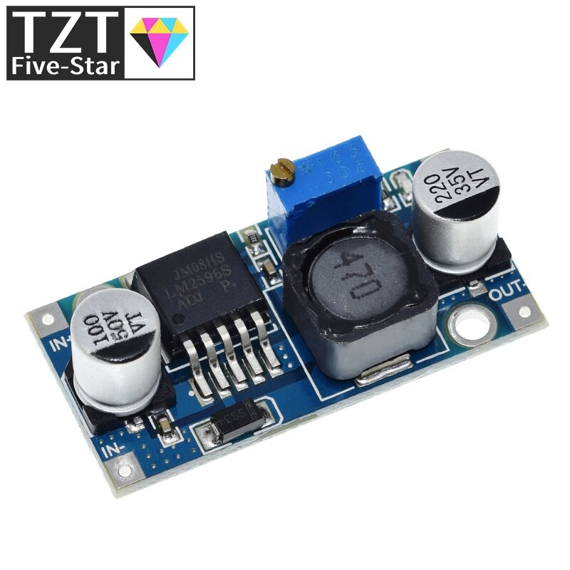 TZT-módulo de fuente de alimentación reductor, regulador de voltaje, LM2596, DC-DC, 3A, ajustable, LM2596S, 24V, 12V, 5V, 3V