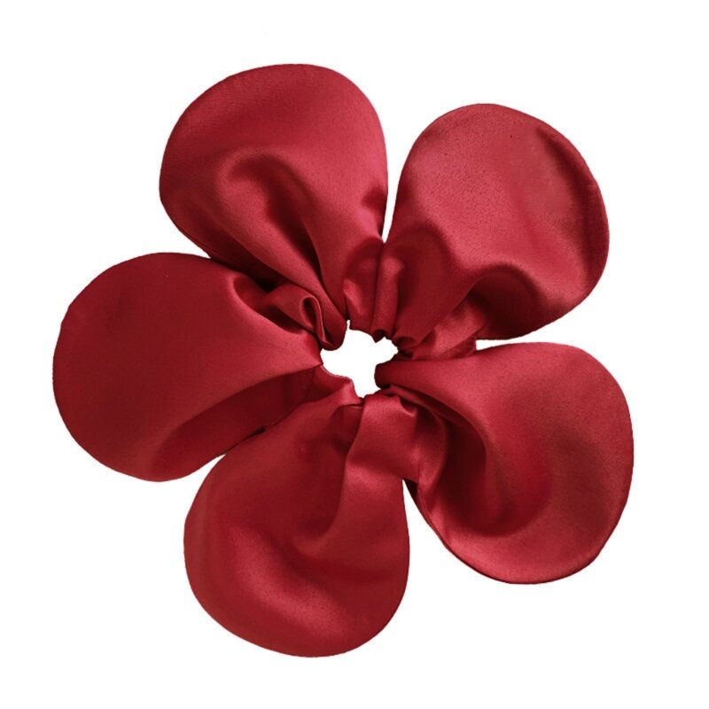 Fast Reach  Large Stereoscopic Flower Scrunchies Women Oversize Satins Hair Rope Ties