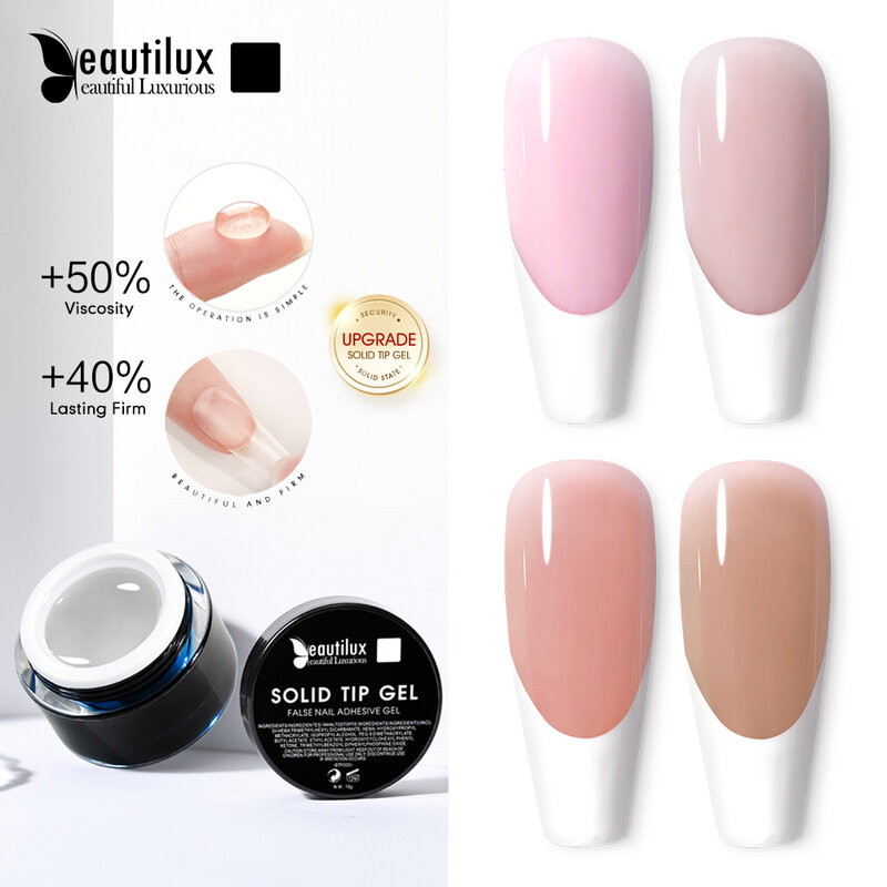 Beautilux Solid Tip Gel False Fake Nail Soak Off  Jelly Gummy Base Gel Glue For American Pose Capsule Tips Adehesive