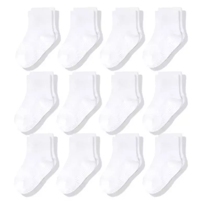 12 Pairs/Lot Non Slip Toddler Socks  with Grip for Boys Girls Baby Infants Kids Anti Skid Cotton Crew Socks 1-7Years
