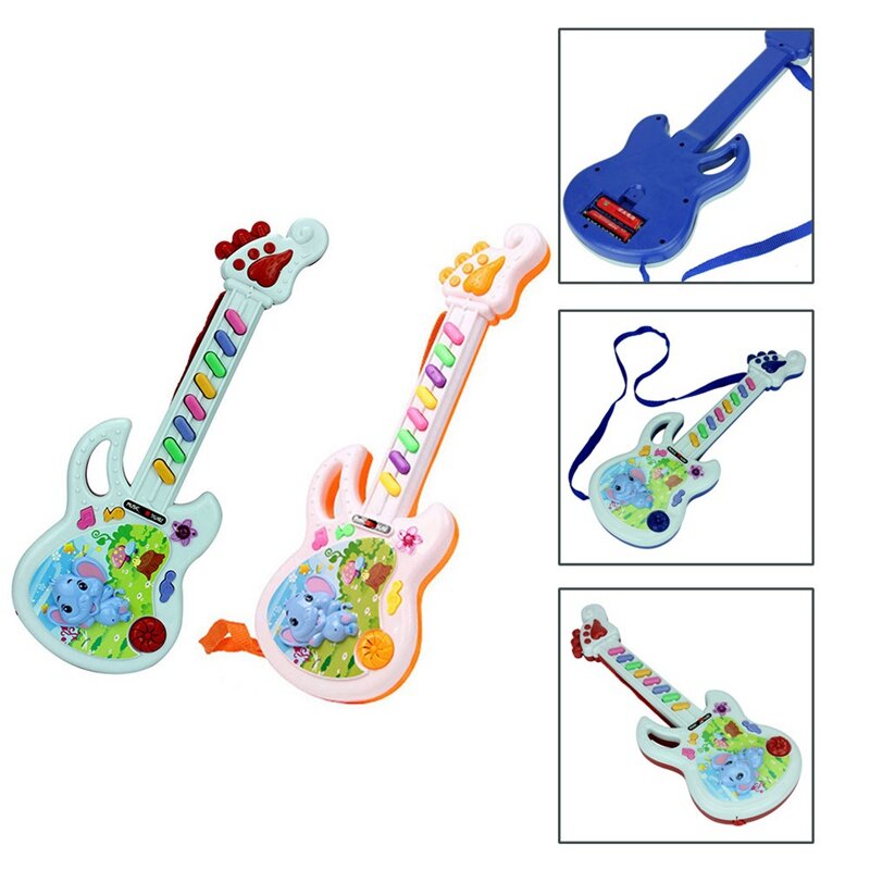 Children Musical Educational Toy Baby Kids Portable Cartoon Elephant Guitar Keyboard Developmental Toys Color Random Color