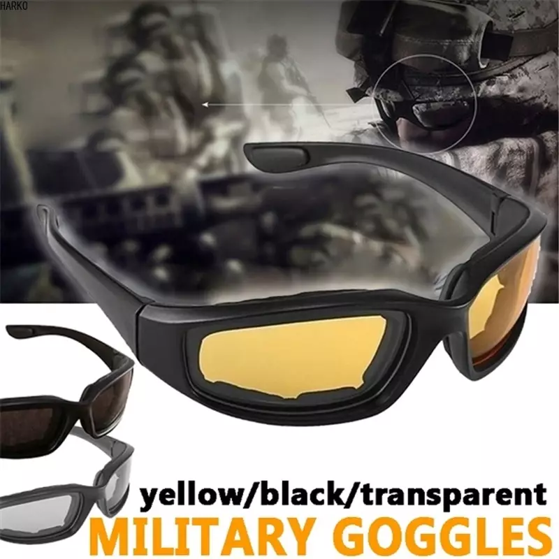Kacamata sepeda motor tentara terpolarisasi kacamata untuk berburu menembak Airsoft kacamata pria Perlindungan Mata tahan angin Moto kacamata