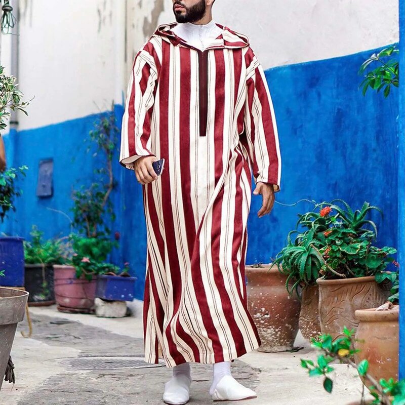 Vestes de Kaftan de manga comprida masculina, roupas de homens muçulmanos, Eid Oriente Médio Jubba Thobe, túnica árabe, novos presentes tradicionais, 2024
