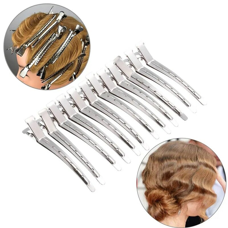 12PCS Professional Hairdressing Tools Sectioning Clamp Styling Duck Mouth Hair Clip Wavy curls Fixed hair clip