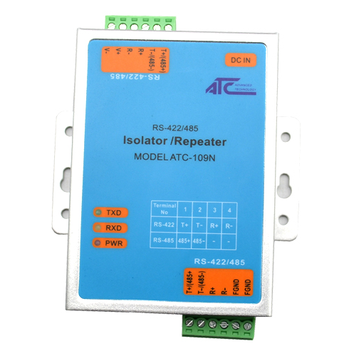 Repetidor de datos de aislamiento fotoeléctrico de clase Industrial, RS-485/422, receptor de mejora de señal de relé de ATC-109N montado en la pared