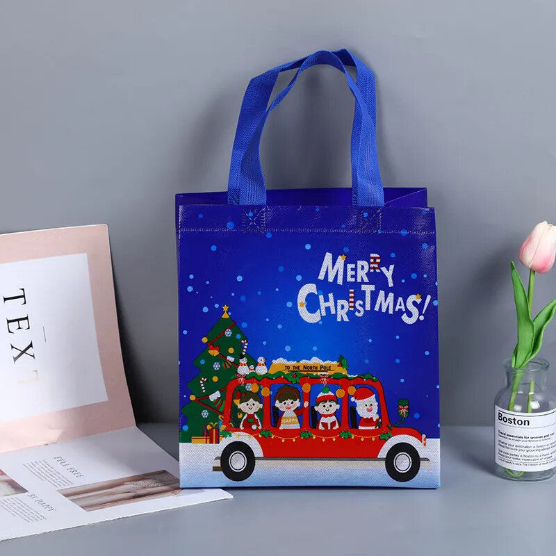 Bożonarodzeniowe duże torba z rączkami nietkane herbatniki torby opakowanie na prezenty dekoracje na przyjęcie bożonarodzeniowe przysługują torby do przechowywania Navidad nowy rok 2024