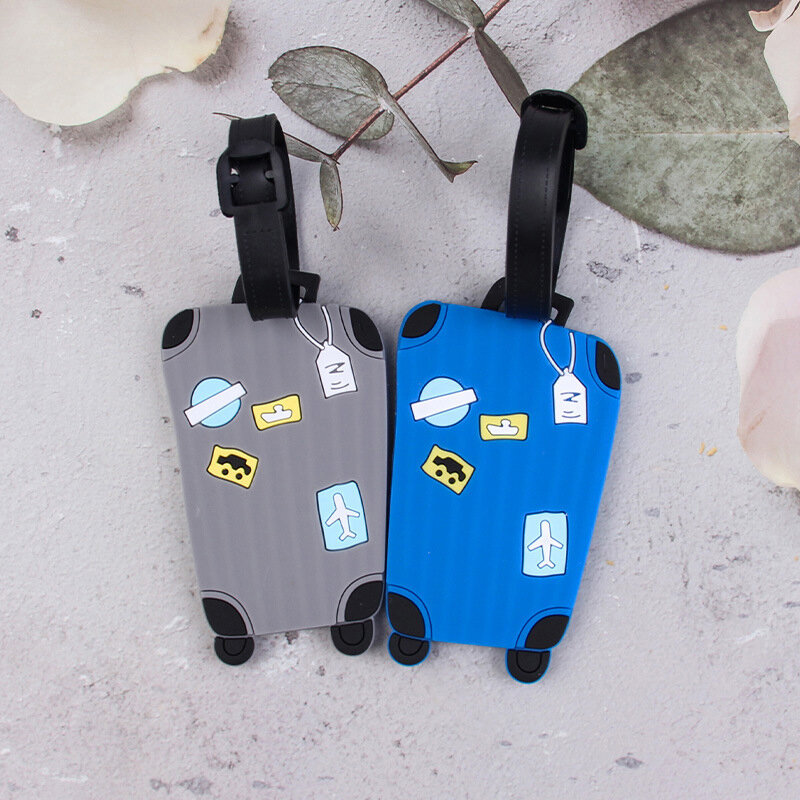Etiquetas de equipaje de PVC de moda, accesorios de viaje para bolsos, etiqueta de equipaje portátil, estilo de dibujos animados para niñas y niños, cubierta de tarjeta, 1Pc
