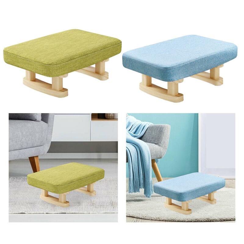 Small Footstool Rectangle Short Step Stool Bench Small Low Ottoman Foot Rest with Wooden Legs for Tearoom Dining Couch Desk Bed