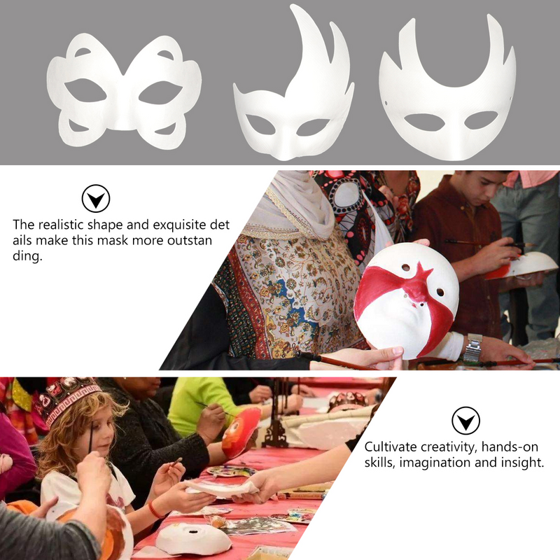 Máscara japonesa de pulpa de Anime DIY, media cara, Gato pintado a mano, zorro, mascarada de Anime, accesorio de Cosplay para Festival de Halloween