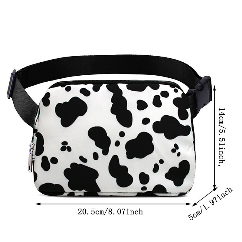 Cow Print Fanny Pack for Men Women Adjustable Belt Bag Casual Waist Pack for Travel Party Festival Hiking Running Cycling