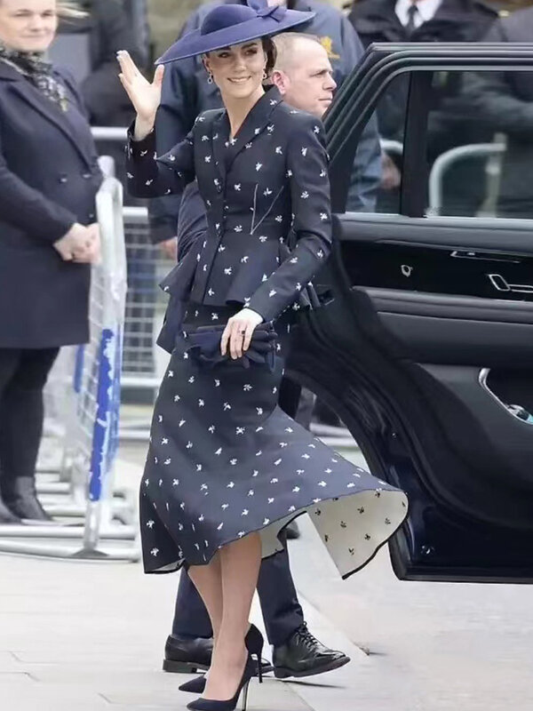 케이트 미들턴 공주 세트 여성용, 고품질 슬림 재킷 탑, 섹시 인어 하프 스커트, 빈티지 시크 투피스 세트, 가을 신상