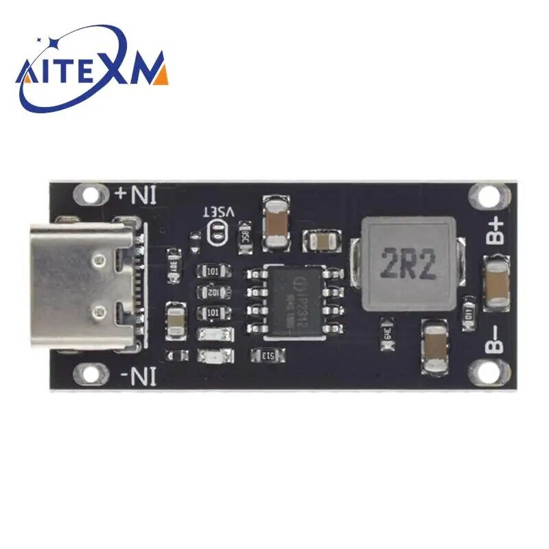 C타입 USB 입력 고전류 3A 폴리머 삼원 리튬 배터리 고속 충전 보드, IP2312 CC/CV 모드, 5V ~ 4.2V