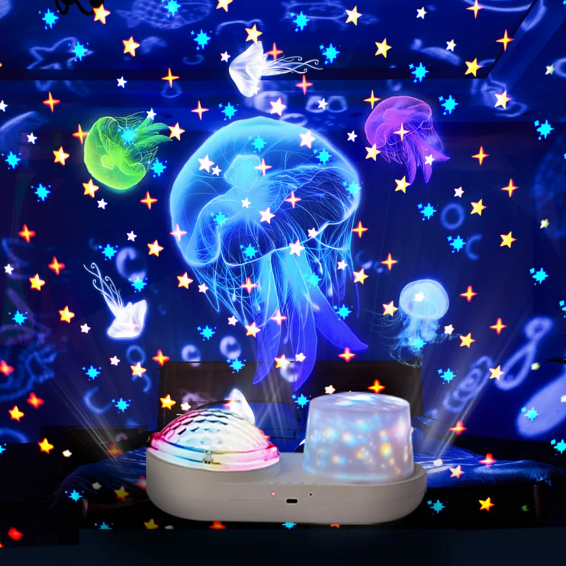 LED Starry Sky Ocean Projector Night Light 360 Degree Rotation Projection Lamp For Home Bedroom Decoration Lighting Kids Gift