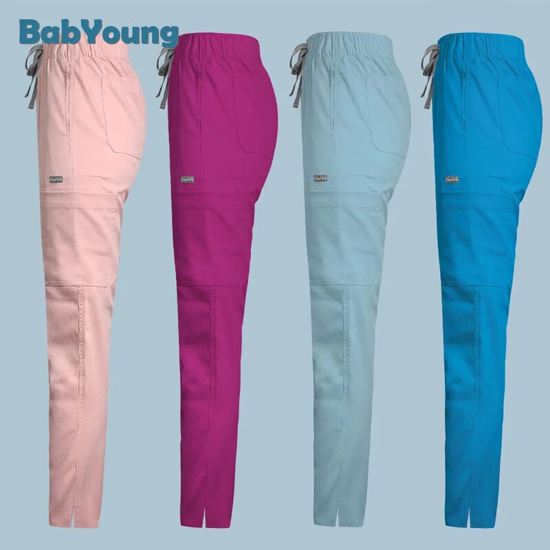Solid Color Scrubs spodnie Lab chirurgiczne spodnie Unisex lekarz i strój pielęgniarki spodnie robocze pielęgniarka akcesoria lekarz medycyny spodnie